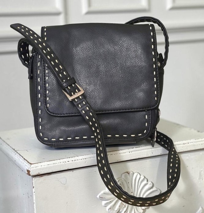 Nine West Black w/Contrast Stitch Cross body Handbag