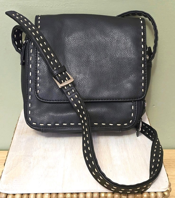 Nine West Black w/Contrast Stitch Cross body Handbag - Click Image to Close