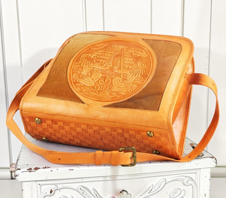 Mayan Tooled & Embossed Leather w/Pony Hair Handbag