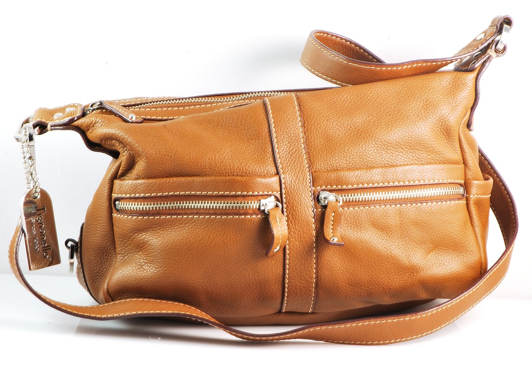 Tignanello Pebbled Leather Handbag Color: Sand - Click Image to Close