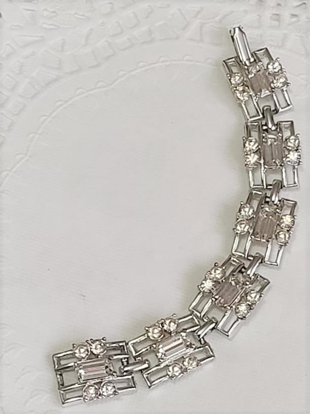 Rhinestone Square Link Vintage Bracelet