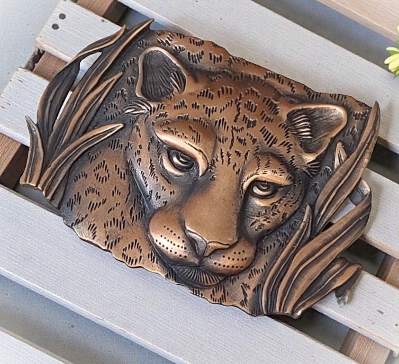 Signed JJ 1986 Leopard Copper Metal Pin