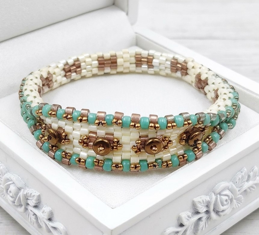 Miyuki Glass Open Detailed Bangle Bracelet