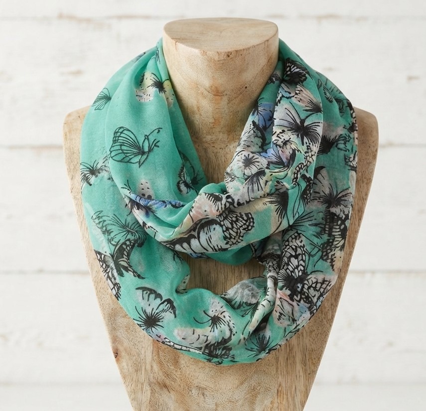 Butterfly Pattern Light Weight Infinity Scarf Butterfly Pattern Light Weight Infinity Scarf