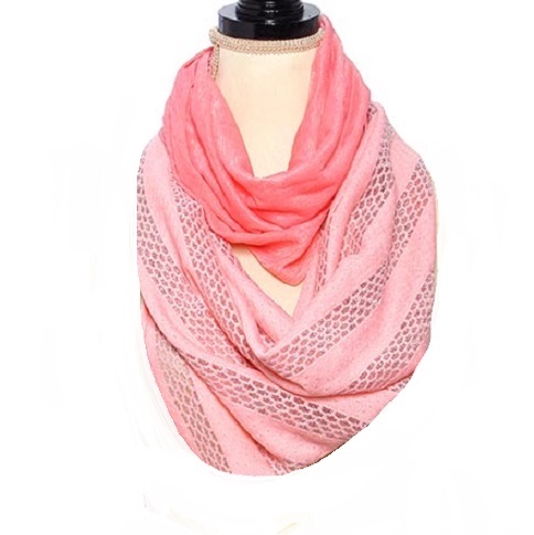 Dark & Light Coral Light Weight Infinity Scarf - Click Image to Close