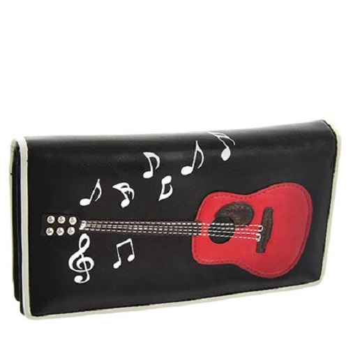 Wallet -Red Guitar and Notes (Black)