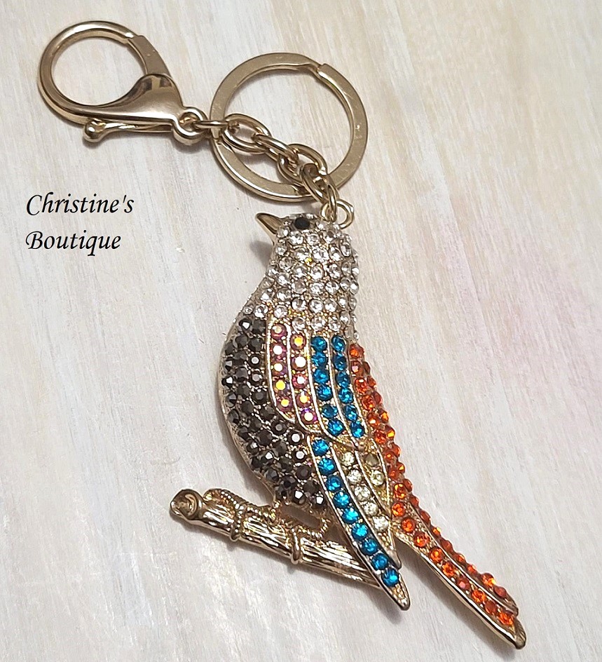 Keychain - colorful rhinestone bird keychain - Click Image to Close