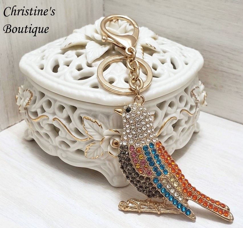 Rhinestone Bird Keychain