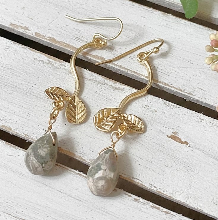 Ocean Jasper Gemstone Drop Earrings