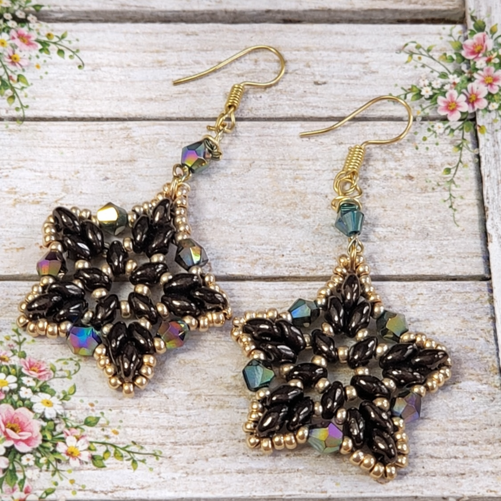 Starfish Design Hand Sewn Earrings with Austrian Crystal