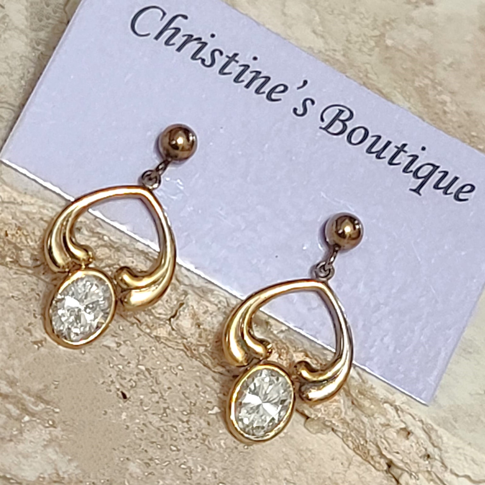 Austrian crystal drop earrings, gold plated vintage earrings, pierced