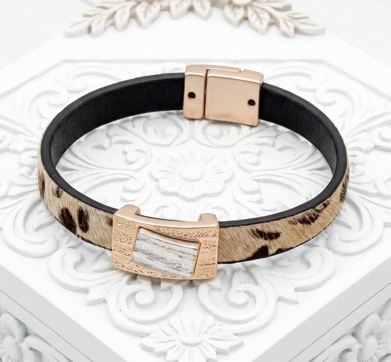 Animal Print Pony Hair Leather Fashion Bracelet