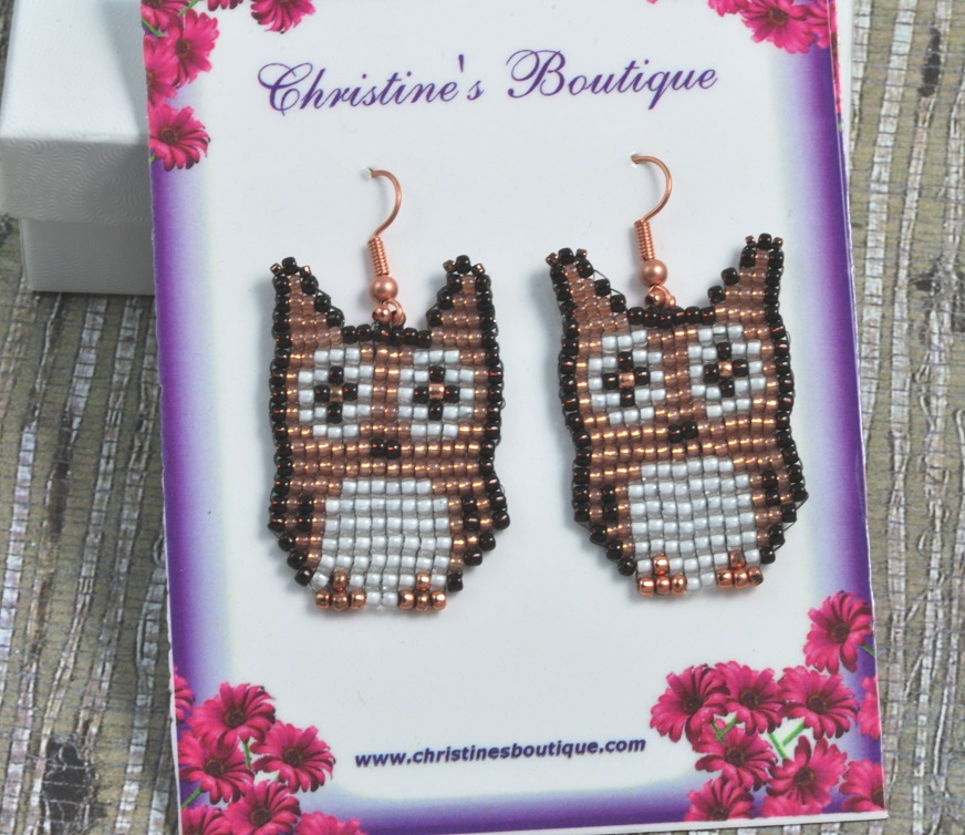 Owl Hand crafted glass bead Earrings