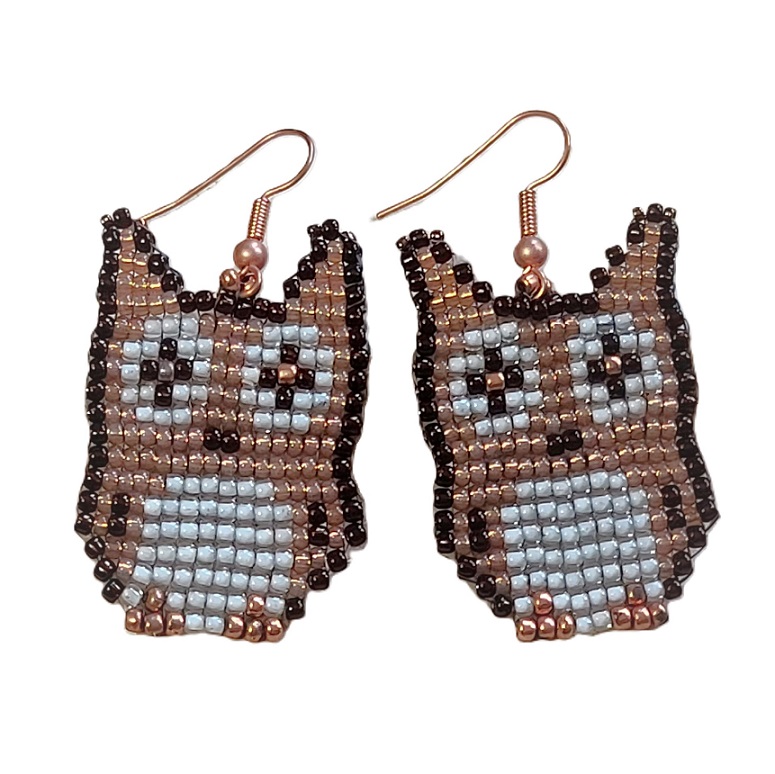Owl earrrings, handcrafted glass beaded earrings