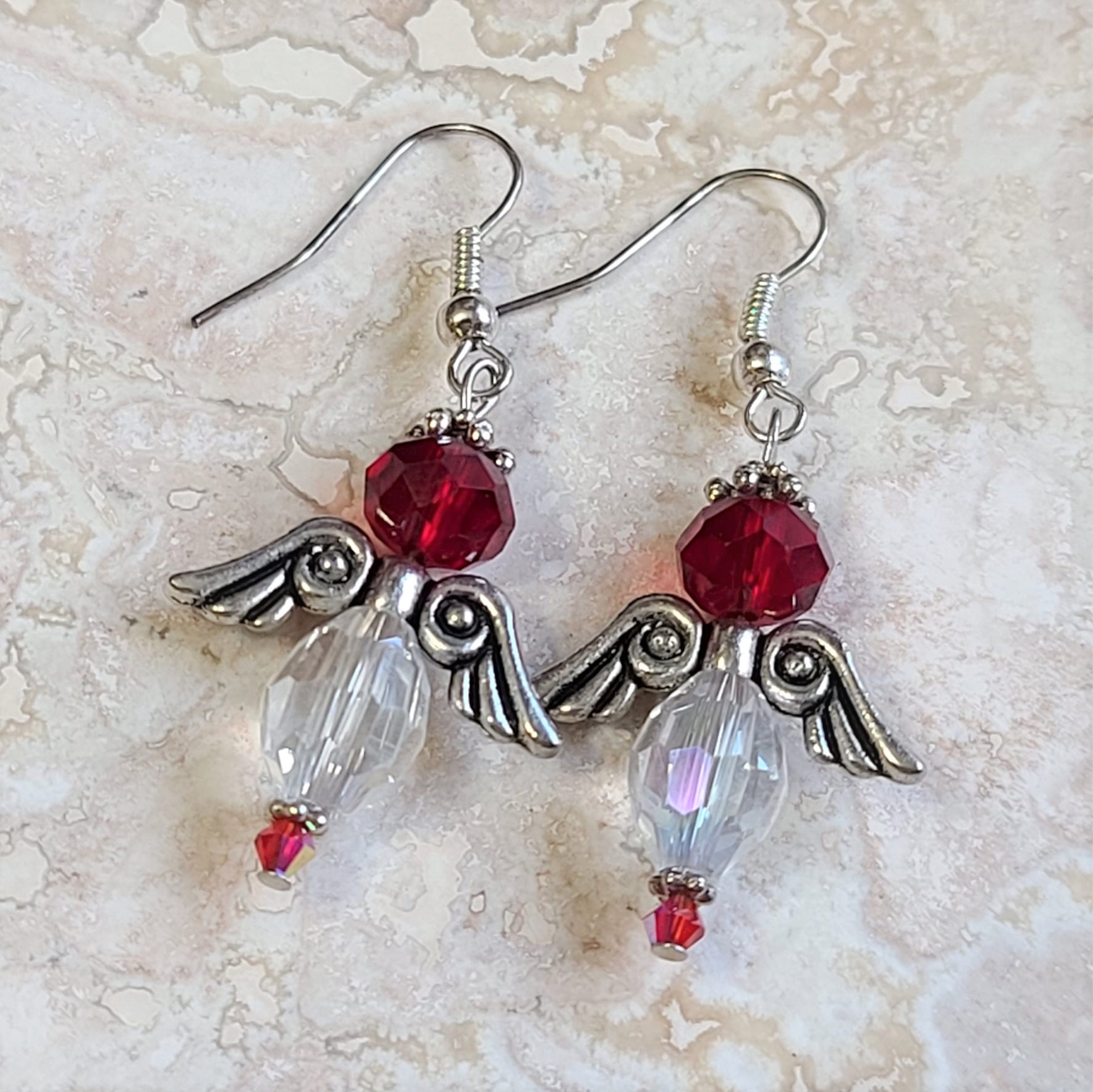 Angel Earrings with Crystal and Glass