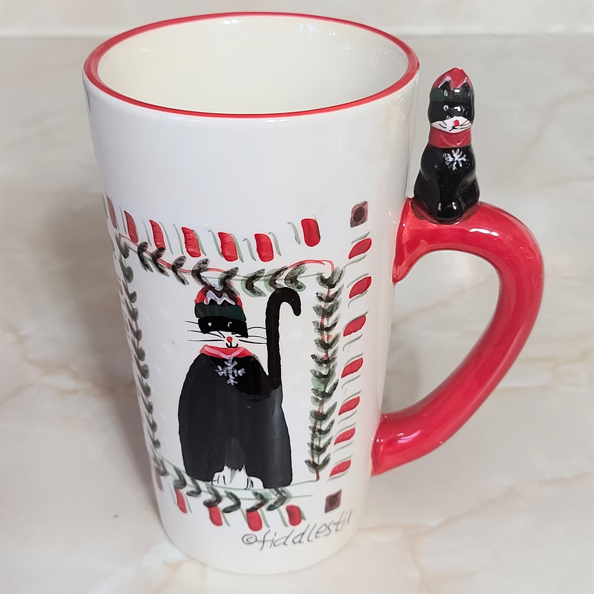 Sakura Fiddlestix Christmas Tall Mug Black Cat