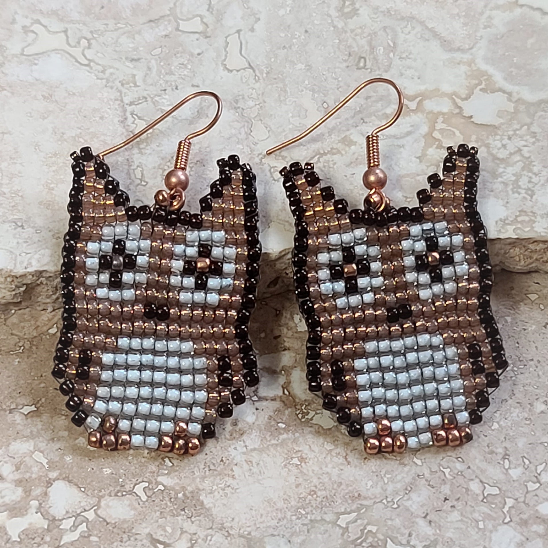Owl Hand crafted glass bead Earrings - Click Image to Close