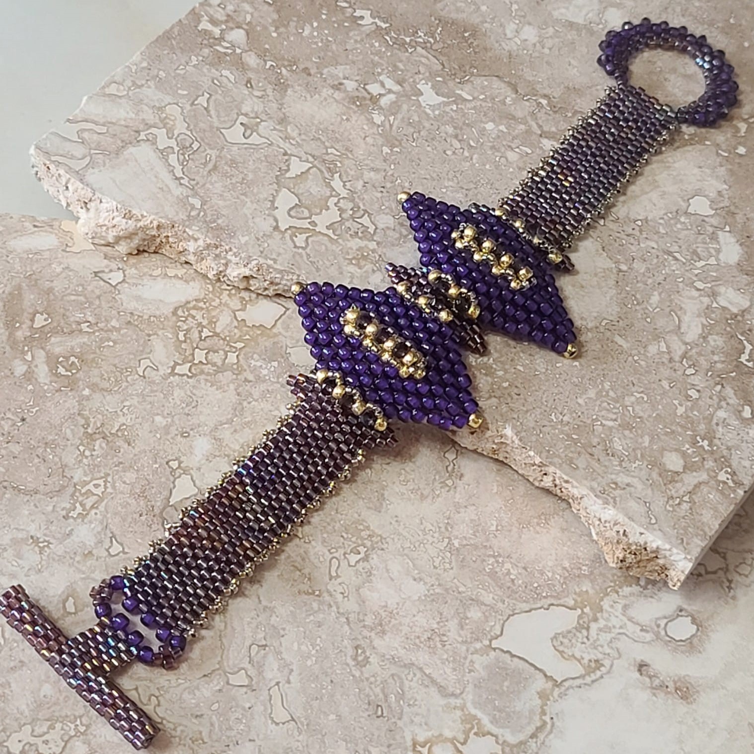 Handmade and Designed Iridescent Purple Bow Tie Bracelet