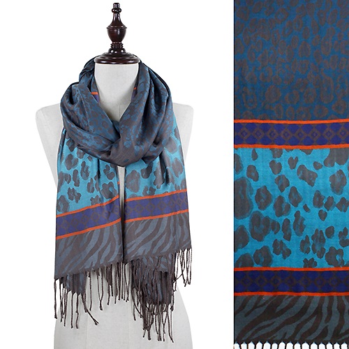 Scarf - Jacquard Leopard Mixed Pattern - Click Image to Close