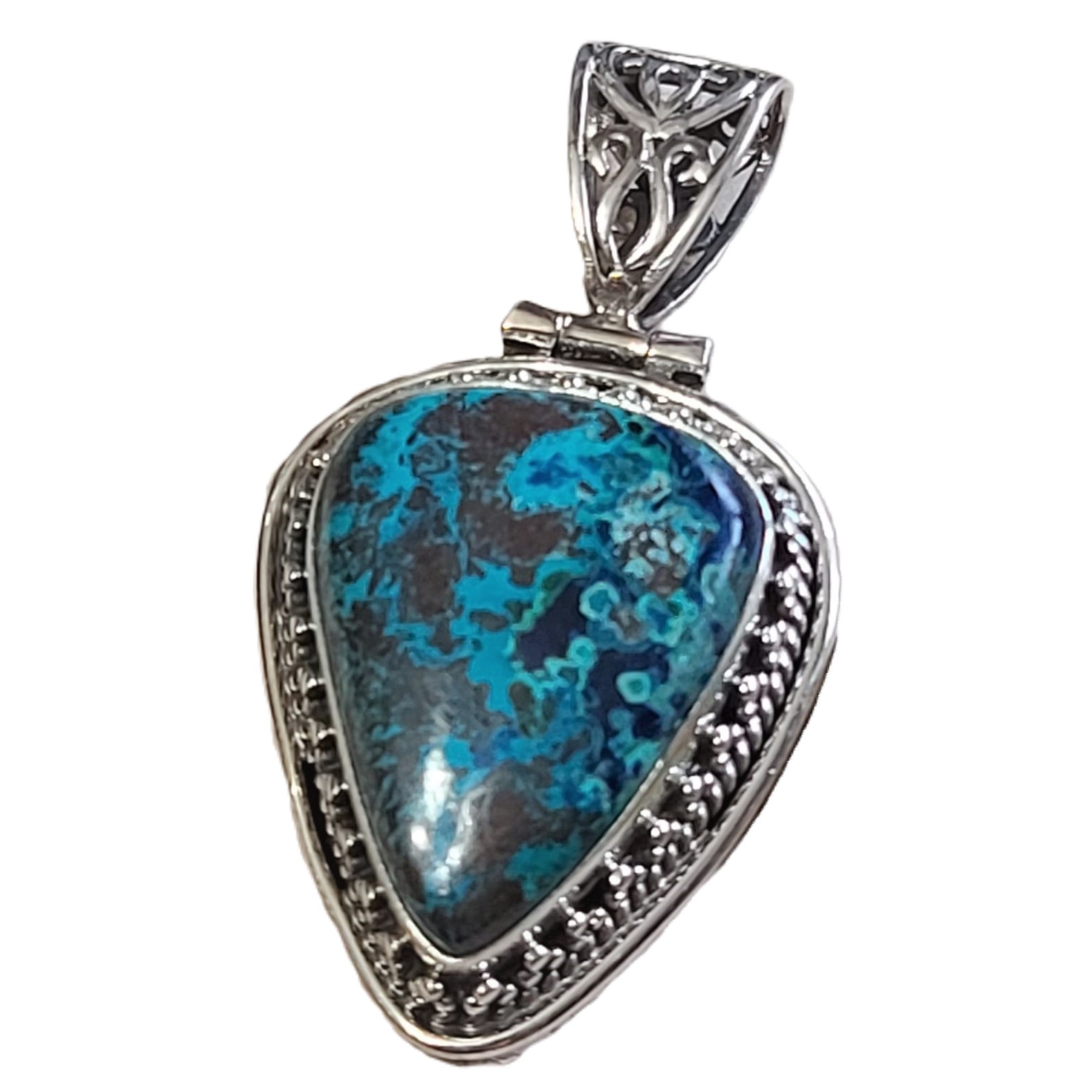 AZURITE .925 Sterling SILVER Pendant 87cttw - Click Image to Close