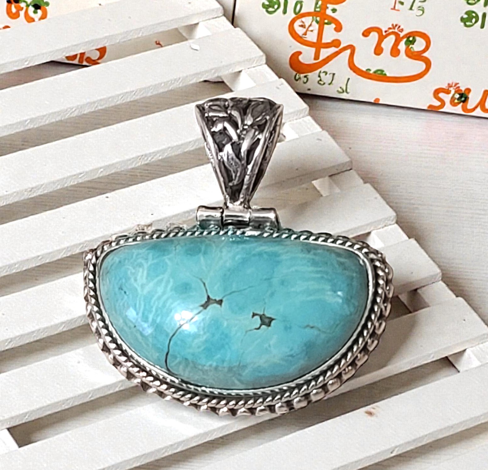 Aqua Green Turquoise 925 Sterling Silver Pendant Aqua Green Turquoise 925 Sterling Silver Pendant