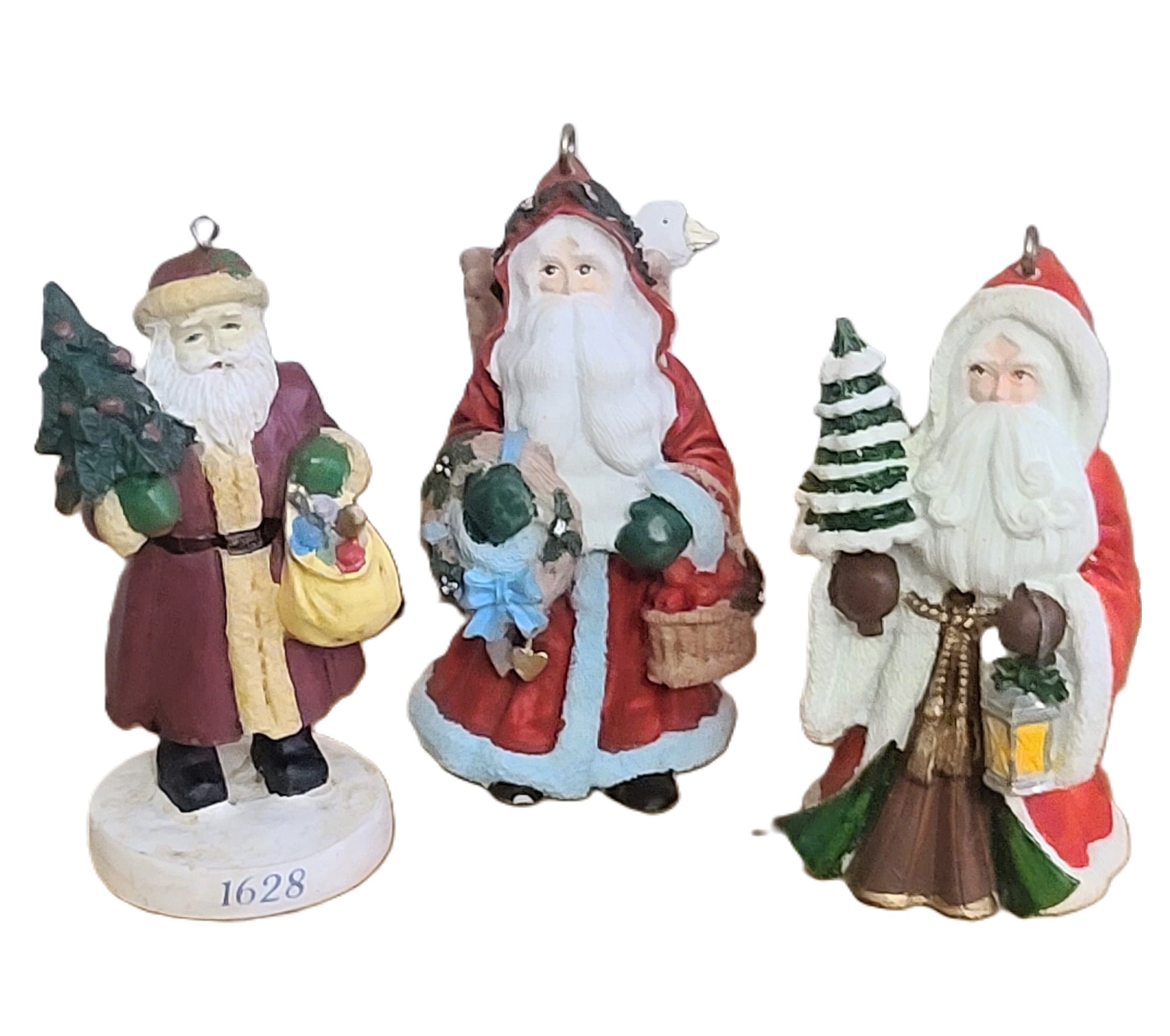 Vintage 1989 ceramic Santa ornaments Kurt Adler & Russ Set of 3