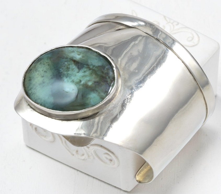 Green Agate Sterling Silver Cuff Bracelet
