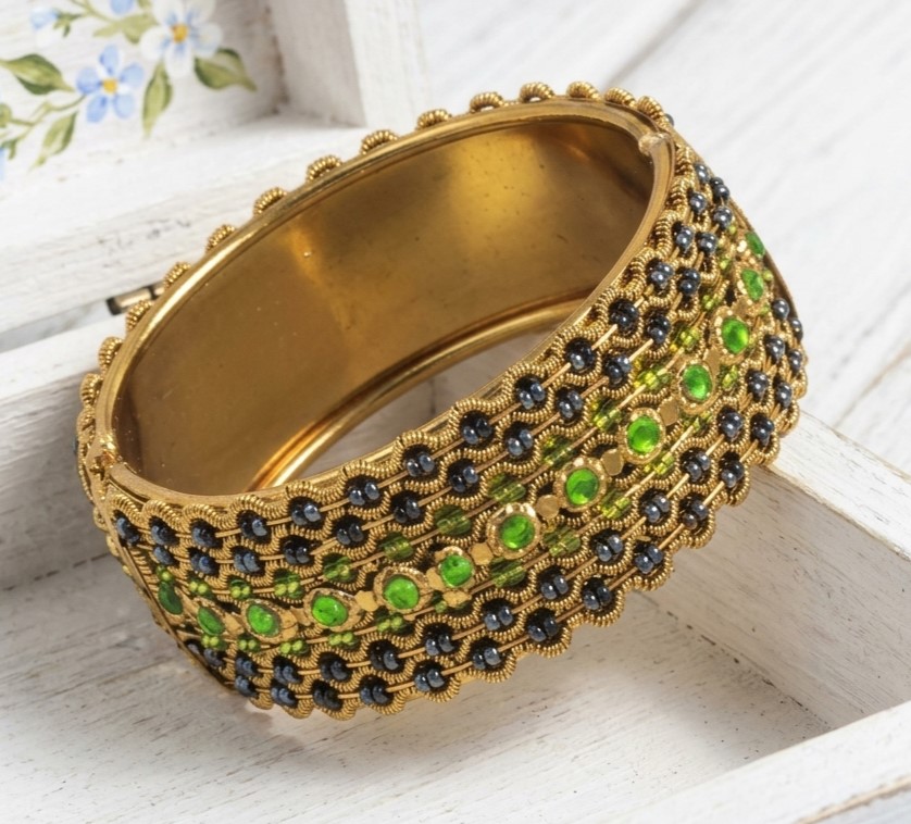 Jewels and Rhinestones Ornate Clamp Style Bracelet