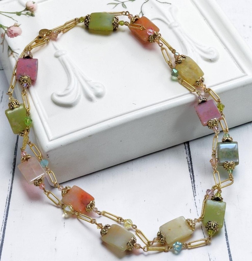 Alex K. Semi-precious Gems & Swarovski Crystals 41" Necklace
