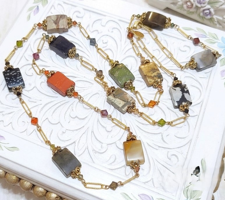 Alex K. Semi-precious Gems & Swarovski Crystals 41" Necklace