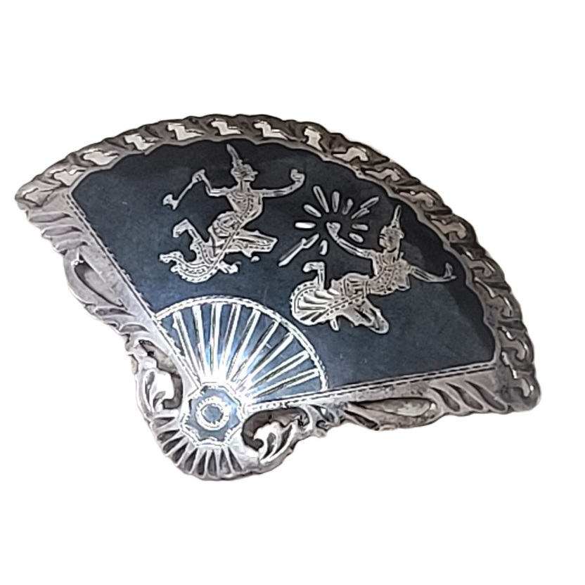 SIAM Signed Sterling Silver Fan Pin - Click Image to Close