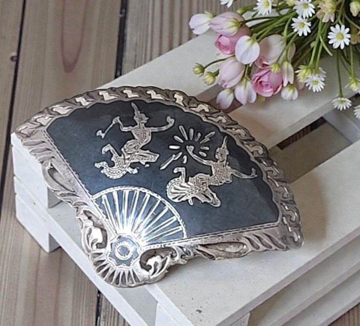 SIAM Signed Sterling Silver Fan Pin