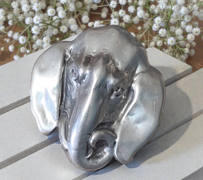 Elephant Slide Pendant or Brooch Signed Fine Pewter