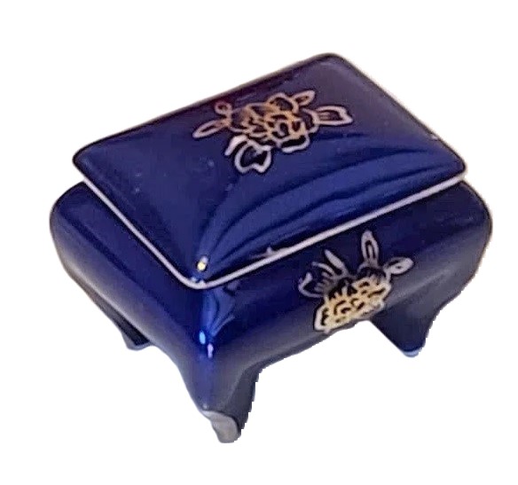 Cobalt blue trinket box, dresser ring box, vintage, dresser and vanity decor