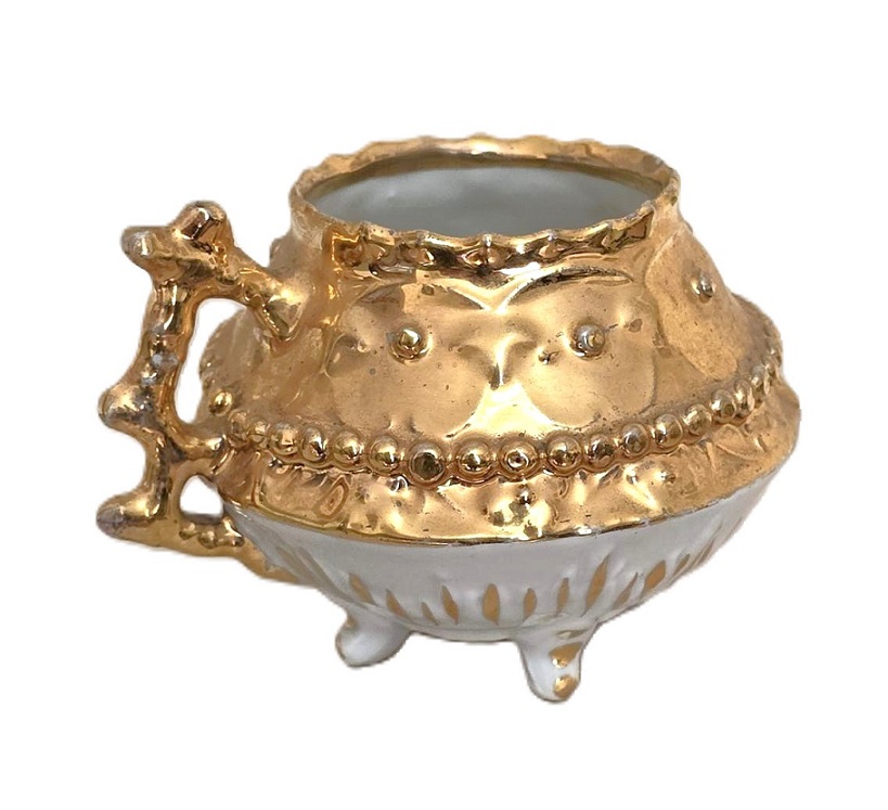 Vintage Porcelain gold gilded demitasse cup, or small sugar bowl, footed cup