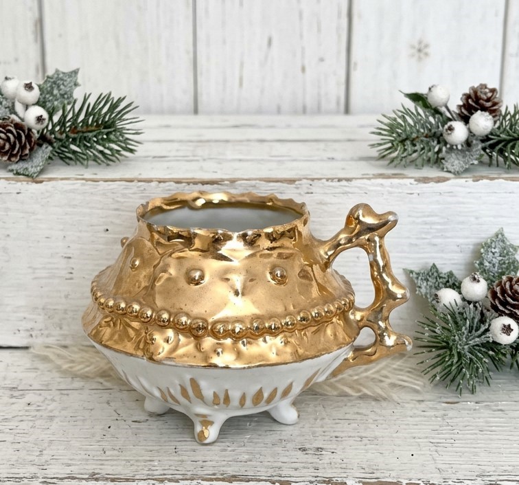 Vintage Porcelain 22K Gold Gilded Demitasse Cup or Sugar Bowl Germany