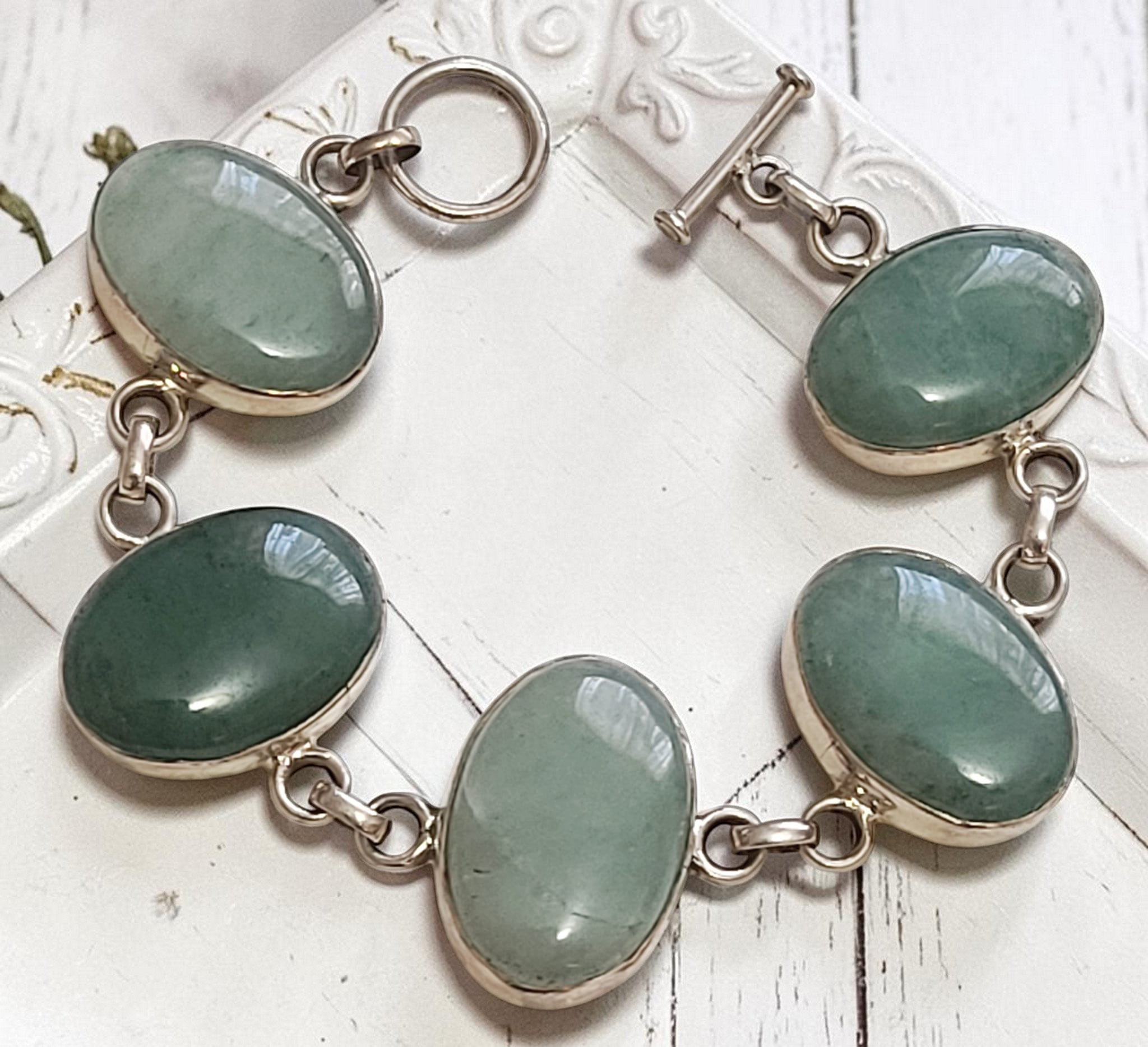Green Aventurine 925 Sterling Silver Bracelet