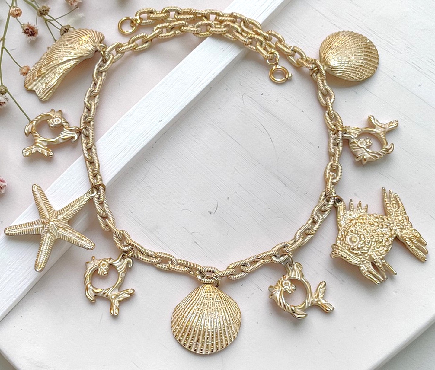 Vintage Beach Theme Charm Necklace