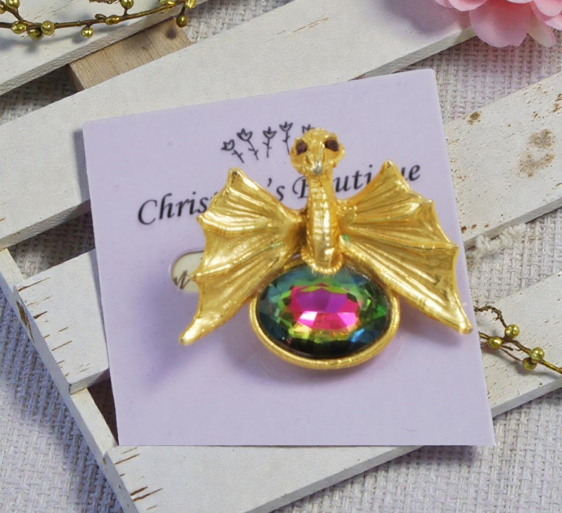 Dragon Watermelon Rhinestone Belly Pin