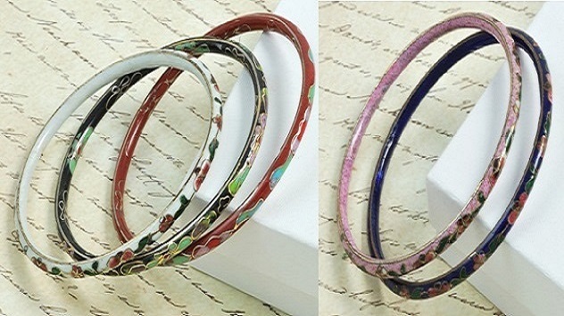 Cloissone Bangle Bracelets Vintage Set of 5 - Click Image to Close