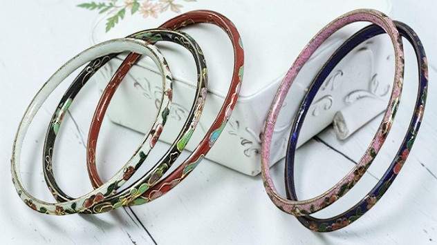 Cloisionne Bangle Bracelets Set of 5