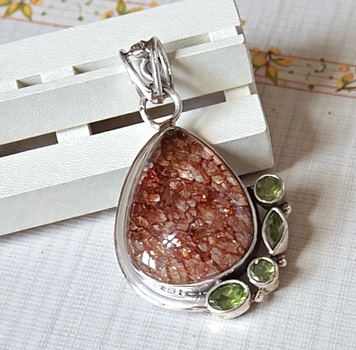 Snake Skin Quartz 925 Sterling Silver Pendant