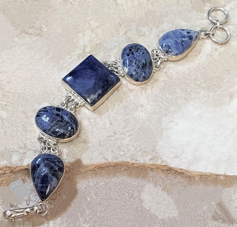 Blue Sodalite bracelet, set in 925 sterling silver
