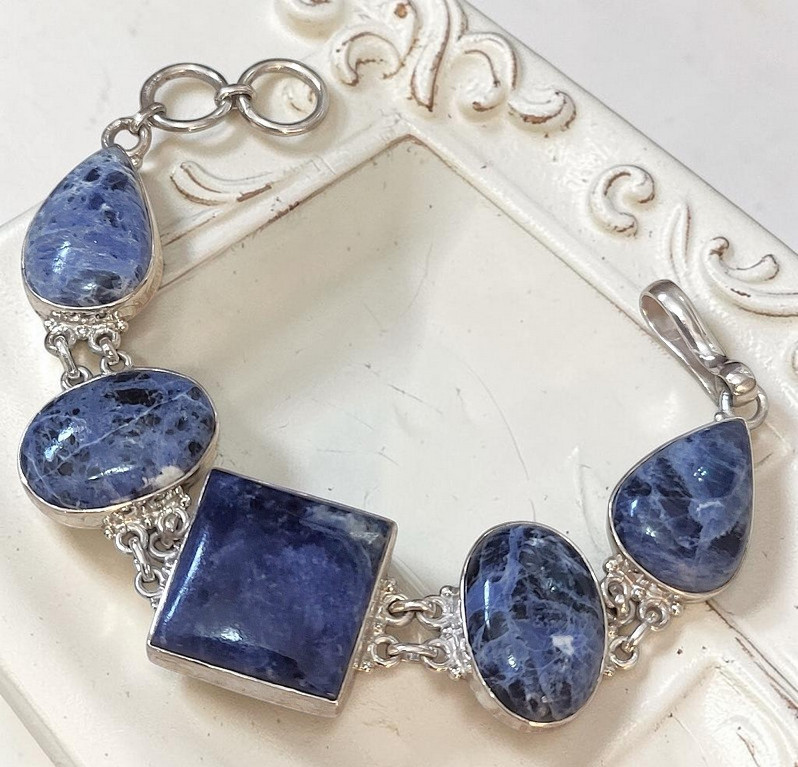 Blue Sodalite bracelet, set in 925 sterling silver Blue Sodalite bracelet, set in 925 sterling silver