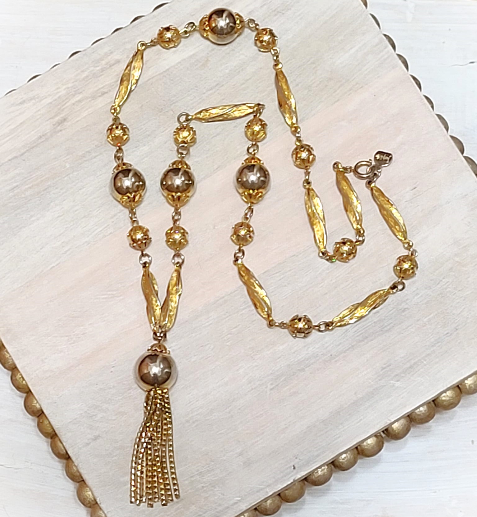 Judy Lee Tassel Necklace in Gold/Silver Beads