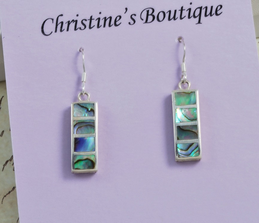 Abalone Shell Inlay Sterling Silver Earrings