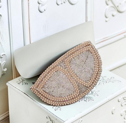 Vintage Pearl and Sequins Half Moon Coin Purse