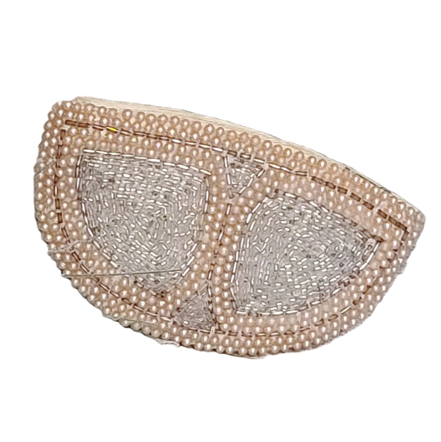 vintage beads and pearls half moon evening coin purse - Click Image to Close
