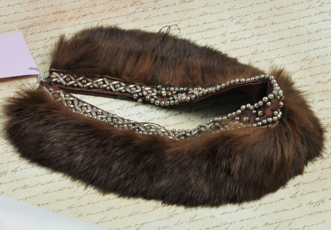 Beaded Mink Fur Vintage Choker Necklace or Collar