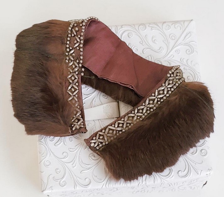 Beaded Mink Fur Vintage Choker Necklace or Collar